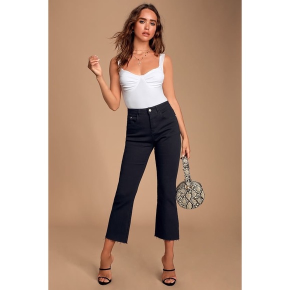 Dharma Black Cropped Kick Flare Jeans - Picture 1 of 5
